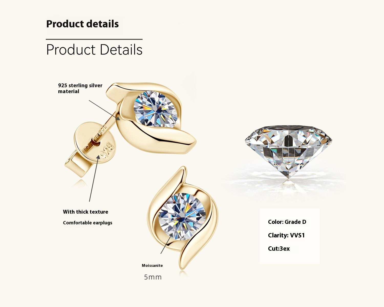 Affordable Luxury Fashion High-grade Moissanite Stud Earrings For Women - FASHIONKULTUR