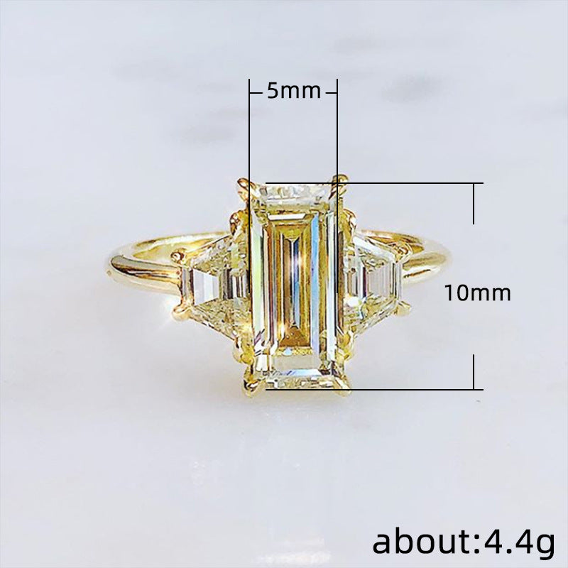 European And American Creative Square Zircon Lady Wedding Ring - FASHIONKULTUR