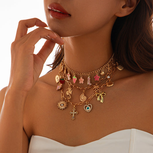 Flower Irregular Necklace Strawberry Alloy Female