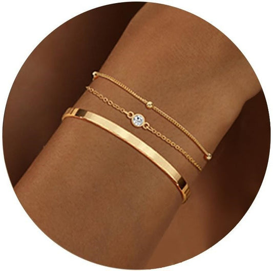 Fashion Simple Bracelet Women's Electroplated Three-piece Set