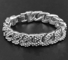 Full Diamond Cuban Chain Men's Bracelet Domineering Cool Trendy Bracelet - FASHIONKULTUR