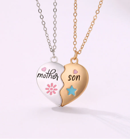 2PCS Set Jewelry Mother Daughter Necklace Matching Heart Magnetic Pendant Fashion Gifts For Mother's Day - FASHIONKULTUR