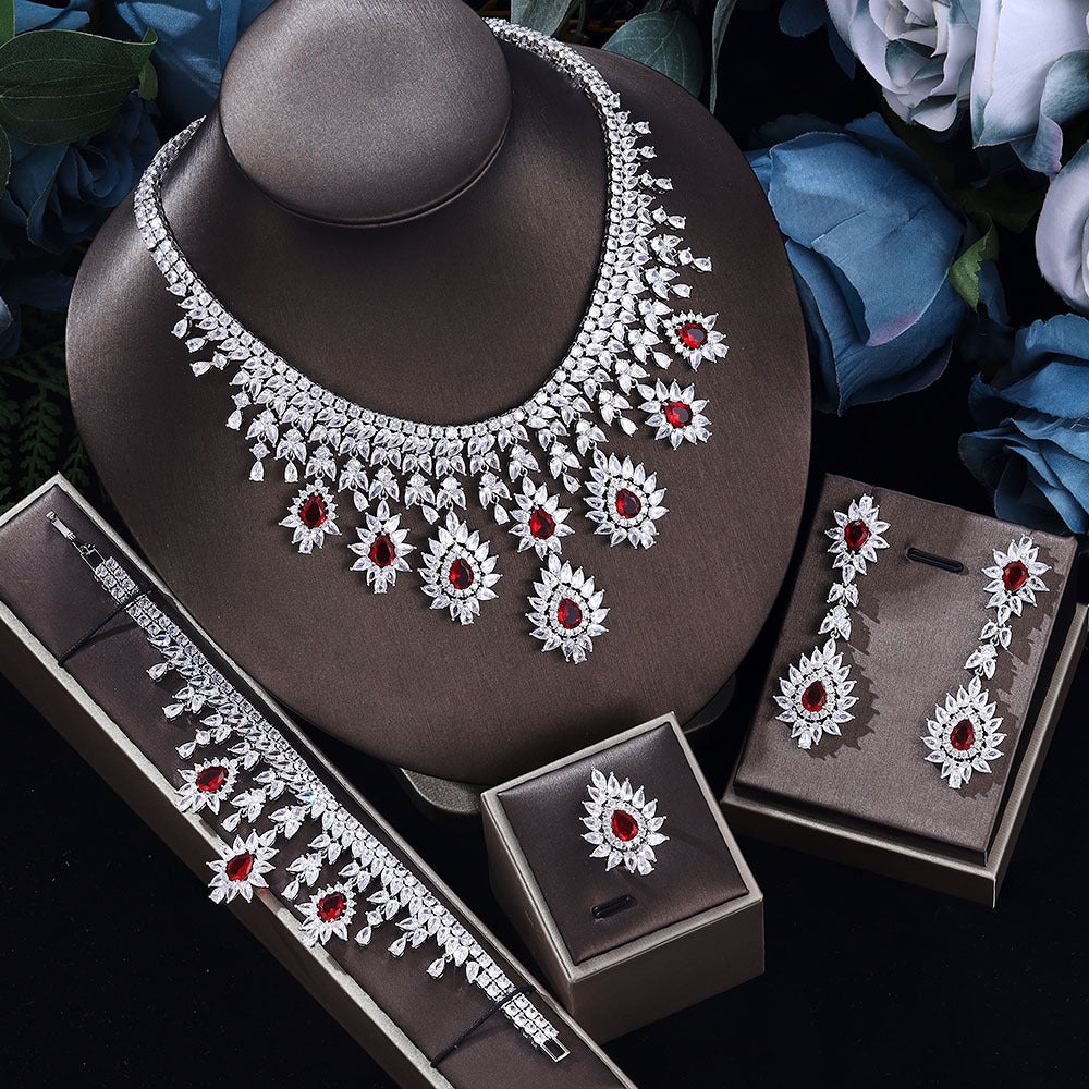 Women's Fashion Vintage Wedding Necklace Earrings Jewelry Set - FASHIONKULTUR