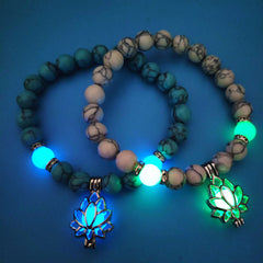 Energy Luminous Lotus Natural Stone Bracelet Yoga Healing Luminous Glow In The Dark Charm Beads Bracelet For Men Women Prayer Buddhism - FASHIONKULTUR