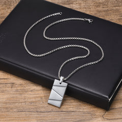 Titanium Steel Geometric Stainless Steel Pendant Necklace Rectangular Boys Can Carve Writing Tag