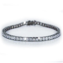 Sterling Silver Bracelet With Square Diamonds And Electroplated Real Gold - FASHIONKULTUR