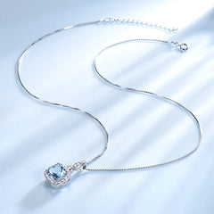 925 Sterling Silver Necklace Sky Blue Topaz Four-Piece Set - FASHIONKULTUR