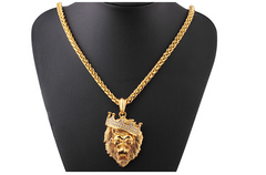 Europe and the United States selling diamond crown lion hip-hop luminous necklaces men Unisex gold-plated hiphop luminous Pendant - FASHIONKULTUR