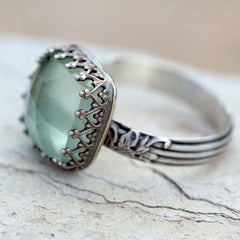 Alloy Mint Green Emerald Rhinestone Ring - FASHIONKULTUR