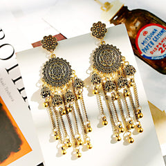 Retro Court Series Ear Rings Nostalgic Elegant Bell Tassel Long