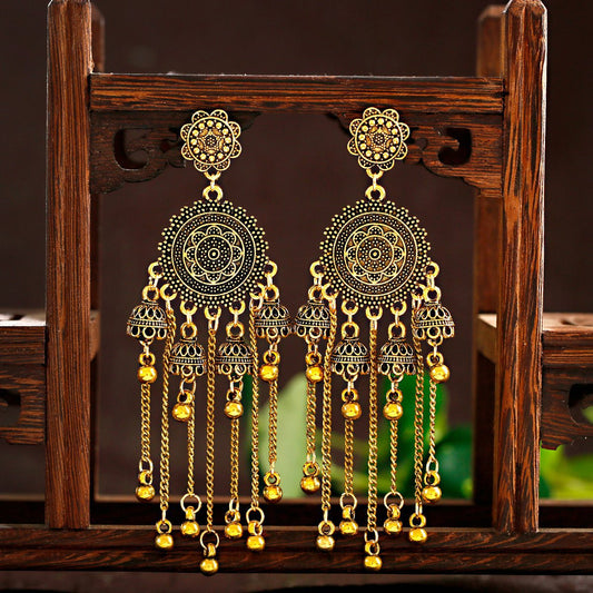 Retro Court Series Ear Rings Nostalgic Elegant Bell Tassel Long - FASHIONKULTUR