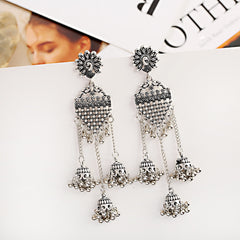 Bohemian Ethnic Earrings Retro Nostalgic Hollow Bell Long Earrings