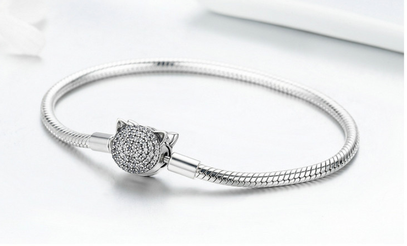 Silver Ziyun Amazon Europe and the United States hot models cute cat s925DIY platinum-plated bracelet base chain silver bracelet - FASHIONKULTUR