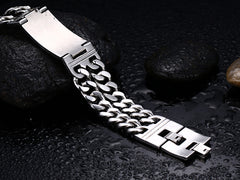 Vnox Biker Bracelets Men - FASHIONKULTURs Jewelry 316L Stainless Steel Skull Double Chain Charm Gift - FASHIONKULTUR