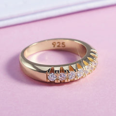 Gold-Plated Fashion Single Row Geometric Ring Female Jewelry - FASHIONKULTUR