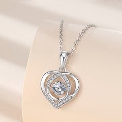 S925 Beating Heart-shaped Necklace Women Luxury Love Rhinestones Necklace Jewelry Gift For Valentine's Day - FASHIONKULTUR