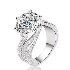 Women's 3-carat 5-carat Sterling Silver Moissanite Diamond Ring - FASHIONKULTUR