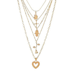 Cross palm rose love long pendant necklace - FASHIONKULTUR