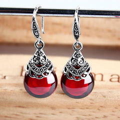 Vintage Round Garnet Earrings - FASHIONKULTUR