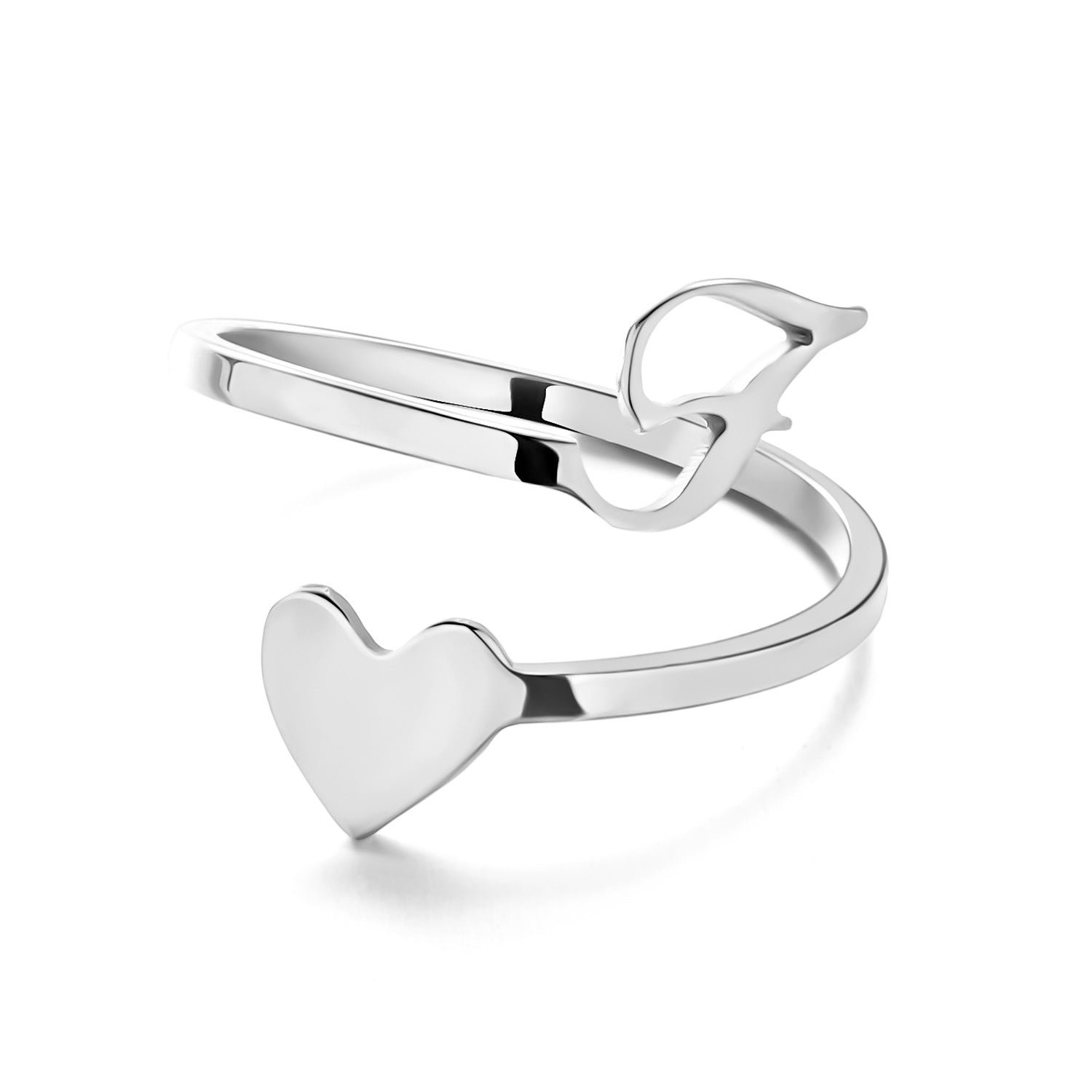 Simple Letter Three-dimensional Loving Heart With Opening Adjustable Ring - FASHIONKULTUR