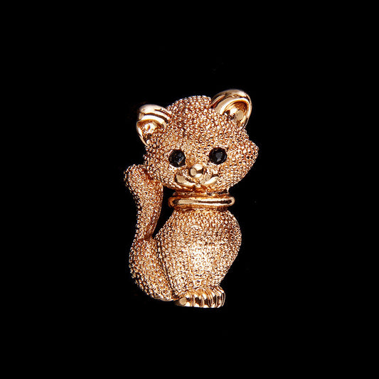 European and American fashion new jewelry exquisite  jewelry retro popular diamond-sized cat brooch pin - FASHIONKULTUR