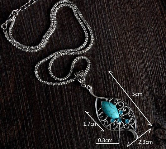 Pattern vintage earrings necklace diamond carving turquoise jewelry hollow - FASHIONKULTUR