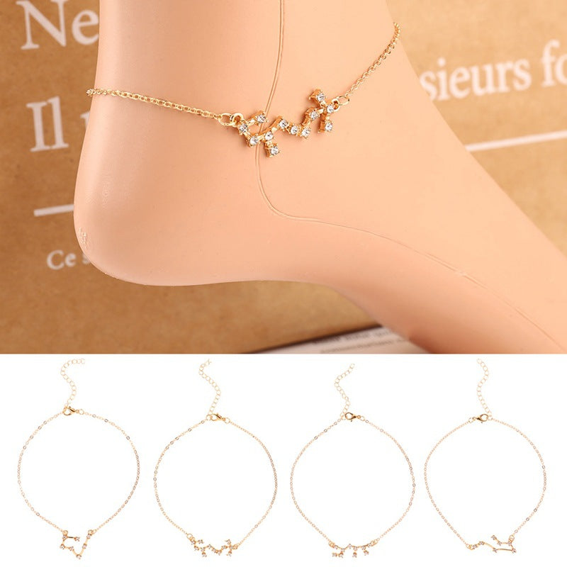 12 Constellation Charm Constellation Foot Jewelry - FASHIONKULTUR