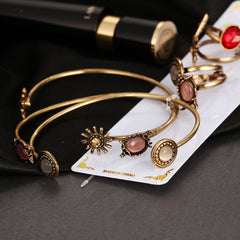 Creative Vintage Flower Joint Ring Open Bracelet Ring Set - FASHIONKULTUR