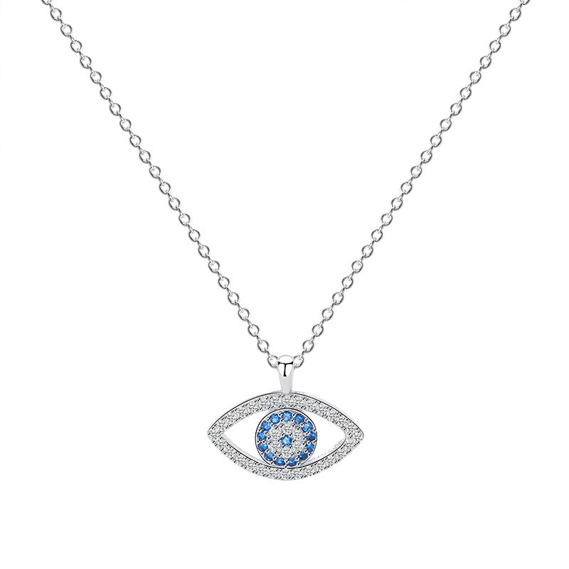 s925 Sterling Silver Jewelry European and American Atmospheric Demon Eye Necklace Eye Pendant - FASHIONKULTUR