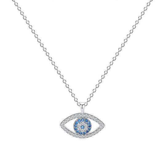 s925 Sterling Silver Jewelry European and American Atmospheric Demon Eye Necklace Eye Pendant - FASHIONKULTUR