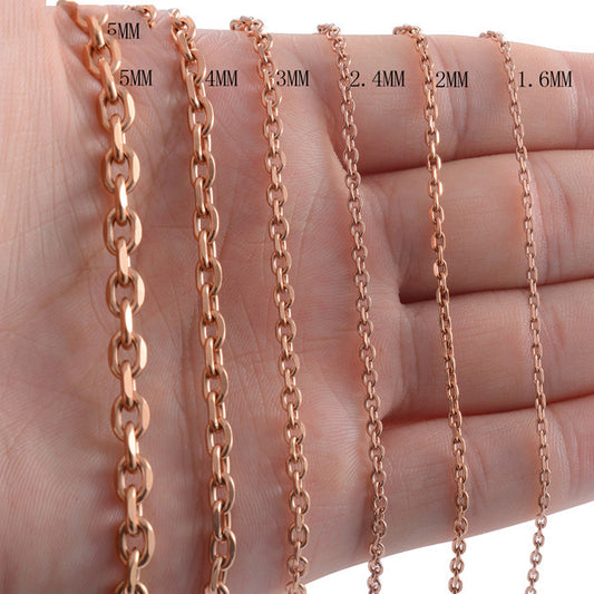 Supply European And American Simple Stainless Steel Angle Chain, Keel With Chain, Stainless Steel Rose Gold Necklace, Pendant With Chain - FASHIONKULTUR