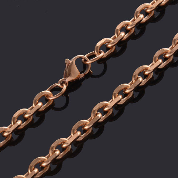 Supply European And American Simple Stainless Steel Angle Chain, Keel With Chain, Stainless Steel Rose Gold Necklace, Pendant With Chain - FASHIONKULTUR