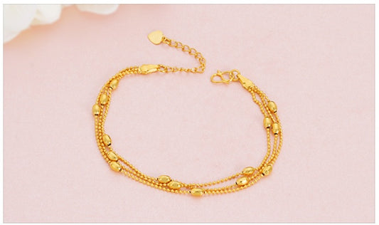 Brass Jewellery Accessories, Gold-Plated Three-Wire Turn & Transport Bracelet, Ladies Vietnam Sand Gold Jewelry New Product Multi-Wire Bracelet - FASHIONKULTUR