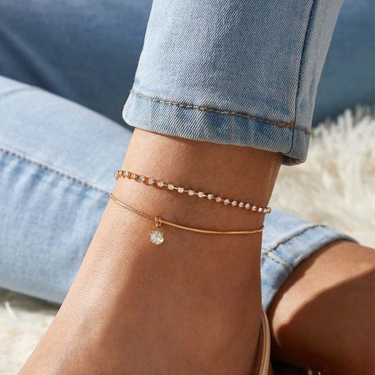 LETAPI Bohemian Beads Anklets for Women Boho Cubic Zirconia Anklet Ankle Bracelet on Leg Anklet Jewellery - FASHIONKULTUR