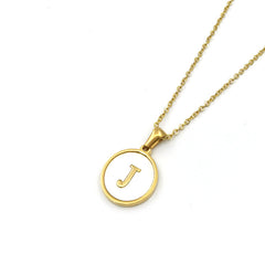 Round Shell Stainless Steel Letter Pendant - FASHIONKULTUR