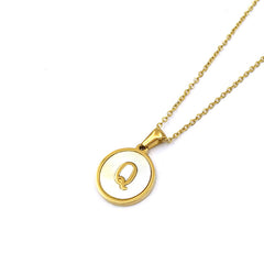 Round Shell Stainless Steel Letter Pendant - FASHIONKULTUR