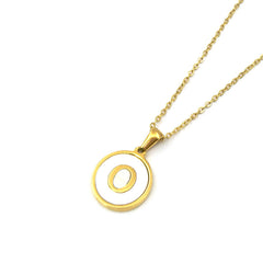 Round Shell Stainless Steel Letter Pendant - FASHIONKULTUR