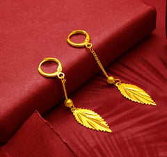 Gold-Plated Earrings Female Tassel Flower Asymmetric Earrings Sand Gold-Plated Earrings Leaf Mother Exaggerated Wedding Fake Jewelry - FASHIONKULTUR