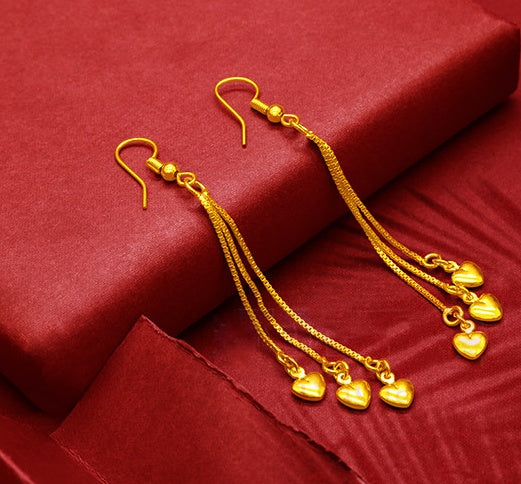 Gold-Plated Earrings Female Tassel Flower Asymmetric Earrings Sand Gold-Plated Earrings Leaf Mother Exaggerated Wedding Fake Jewelry - FASHIONKULTUR