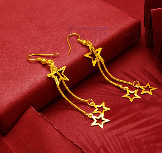 Gold-Plated Earrings Female Tassel Flower Asymmetric Earrings Sand Gold-Plated Earrings Leaf Mother Exaggerated Wedding Fake Jewelry - FASHIONKULTUR