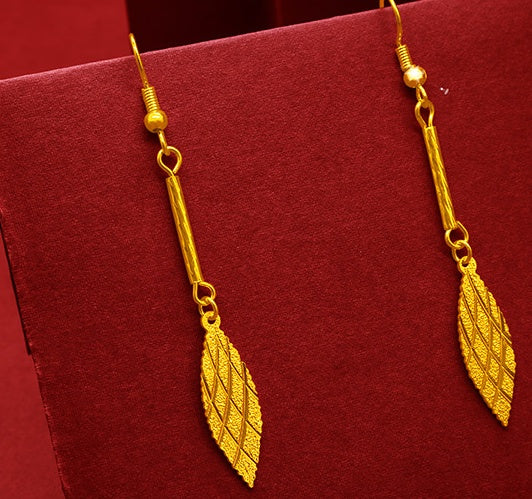 Gold-Plated Earrings Female Tassel Flower Asymmetric Earrings Sand Gold-Plated Earrings Leaf Mother Exaggerated Wedding Fake Jewelry - FASHIONKULTUR