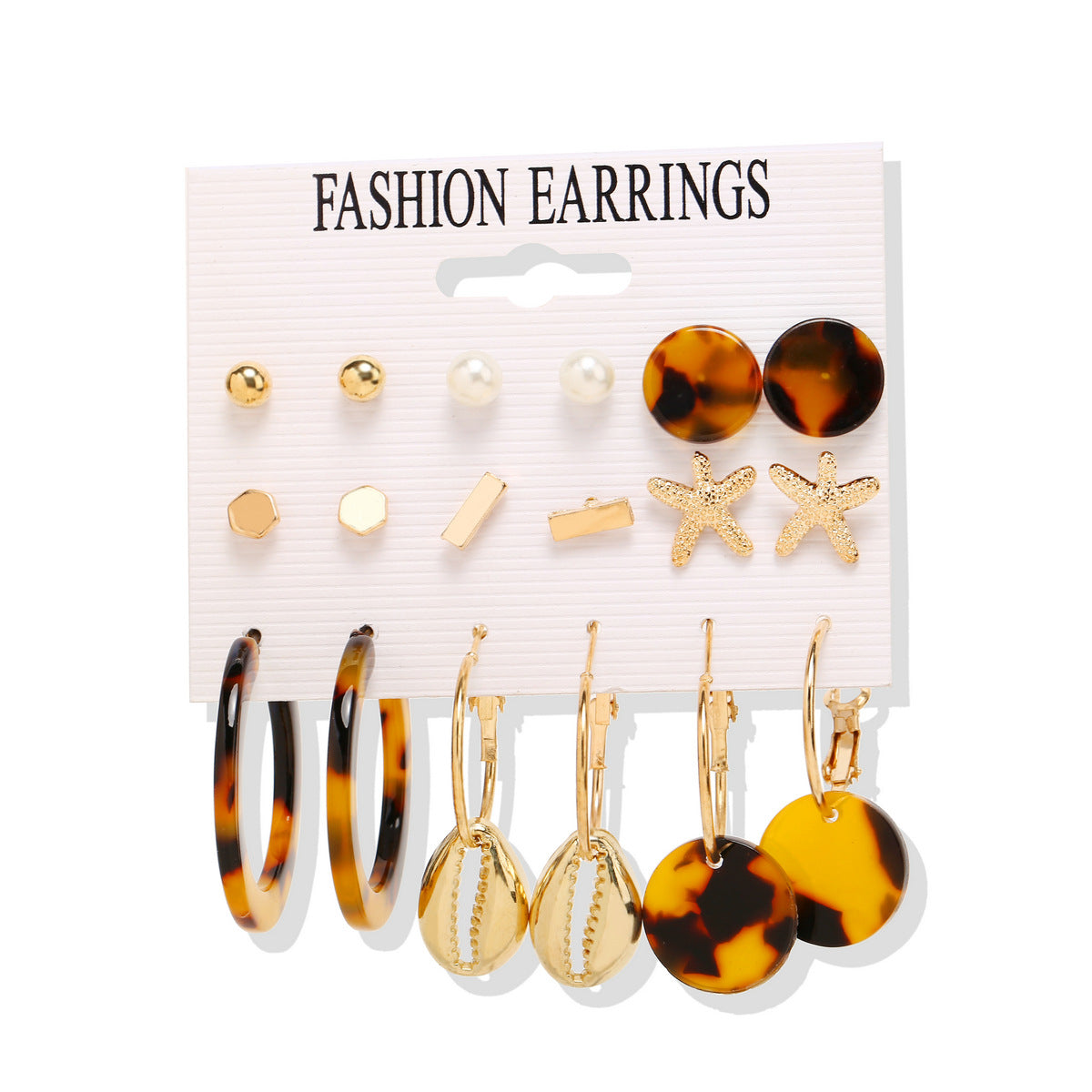 Acrylic Artificial Pearl Circle Tassel Earring Set 6 Pieces Cross Border Earrings - FASHIONKULTUR