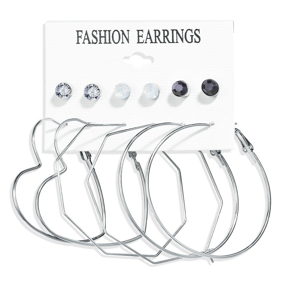 Acrylic Artificial Pearl Circle Tassel Earring Set 6 Pieces Cross Border Earrings - FASHIONKULTUR