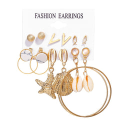 Acrylic Artificial Pearl Circle Tassel Earring Set 6 Pieces Cross Border Earrings - FASHIONKULTUR