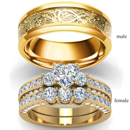 Zircon Gold Dragon Ring Ring For Couples - FASHIONKULTUR