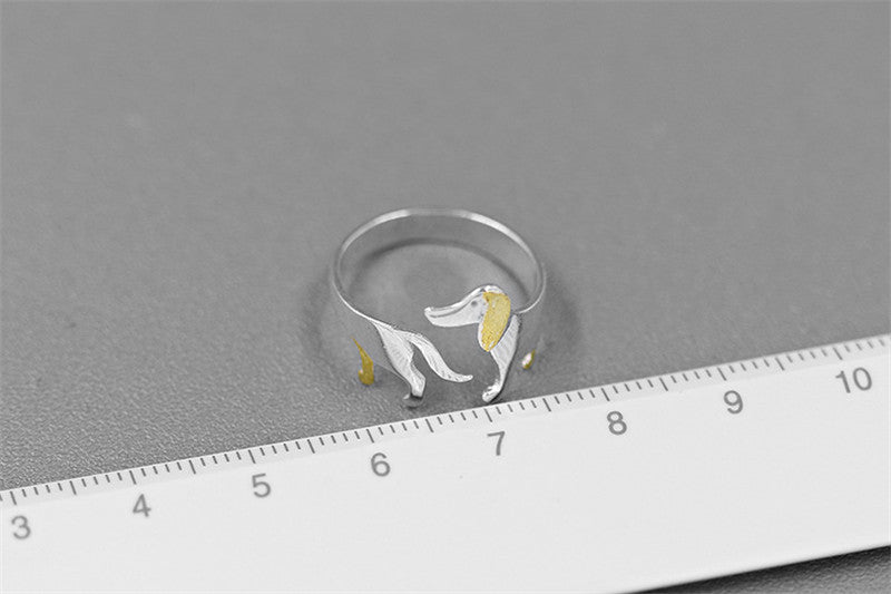 Fashion Jewelry S925 Dachshund Ring In Sterling Silver Jewelry Dog Ring - FASHIONKULTUR