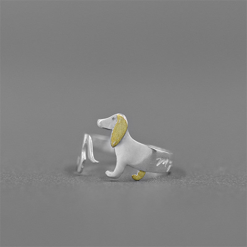 Fashion Jewelry S925 Dachshund Ring In Sterling Silver Jewelry Dog Ring - FASHIONKULTUR