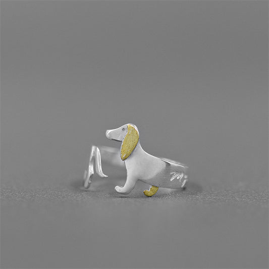 Fashion Jewelry S925 Dachshund Ring In Sterling Silver Jewelry Dog Ring - FASHIONKULTUR