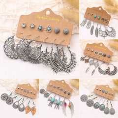 Retro 6 Pairs Of Earrings Set Female - FASHIONKULTUR