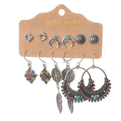 Retro 6 Pairs Of Earrings Set Female - FASHIONKULTUR